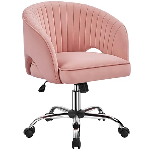Yaheetech Velvet Vanity Chair Swivel Dressing Table Chair with Tufted Back