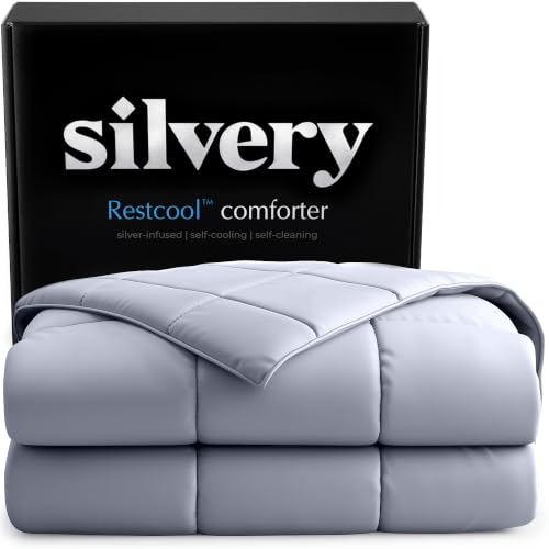 "Silvery Silver-Infused Cooling Comforter ??? Award-Winning Self-Cooling Blanket for Hot Sleepers with Self-Cleaning Silvery Technology for Sweat-Free & Cool Sleep (Gray, Twin/Twin XL (68"" x 90""))"