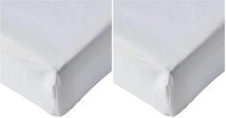 Amazon Basics Bedding Super Soft 400TC Cotton Sateen Wrinkle-Free Super King Fitted Sheet with 12 inch (30 cm) Deep Pocket, 180 x 200 cm, White (Pack of 2)