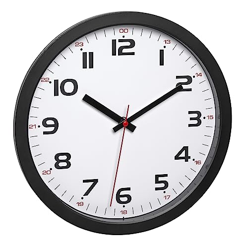 TFA Dostmann Analogue wall clock. 60.3050.01, non ticking, glass cover, 12 and 14h marks