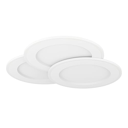 Eglo LED Ceiling lamp Scagno, Light Fixture with 3 Rings, Hallway and Bedroom Lighting, Metal and Acrylic in White, Warm White, Ø 48 cm
