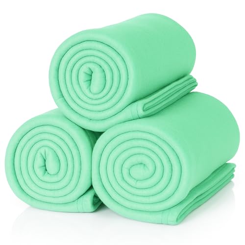 ALCLEAR 3 pieces Oeko Tex certified fleece blankets, color: mint green, great size 130x160 cm, over 200 g/m2, sofa blanket couch blanket living blanket, picnic blanket sofa throw blanket