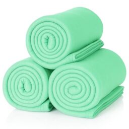 ALCLEAR 3 pieces Oeko Tex certified fleece blankets, color: mint green, great size 130x160 cm, over 200 g/m2, sofa blanket couch blanket living blanket, picnic blanket sofa throw blanket