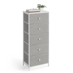 SONGMICS Chest of Drawers Bedroom, Drawer Storage Unit, Dresser with 5 Fabric Drawers, Metal Frame, Tall and Slim, for Closet, Dove Grey and Cream White BELLAH Collection LTS315G01