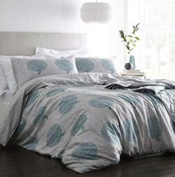 Coppice Tree Duvet Cover and Pillowcase Bed Set, Percale Cotton, Teal, King