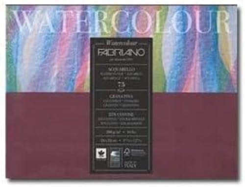 Unbekannt Fabriano Watercolour Cardboard Jumbo Pad Glued at Top 200 g/m2 30 x 40 cm 75 Sheets Natural White Fine Grain Acid Velvety Surface