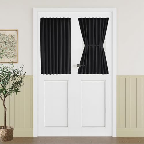 Vatge Door Window Cover - French Door Curtains for Classroom Windows and Doors, 1 Panel, W25 x L40, Black