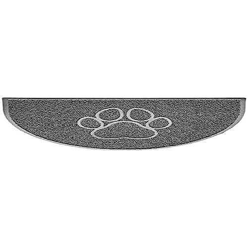 Nicoman Paw Embossed Shape Indoor Outdoor Dirt-Trapper Door Mat Washable Barrier Heavy Duty Doormat - (Watertight Rubber-Back, Half Moon, Grey, 70 x 44cm)