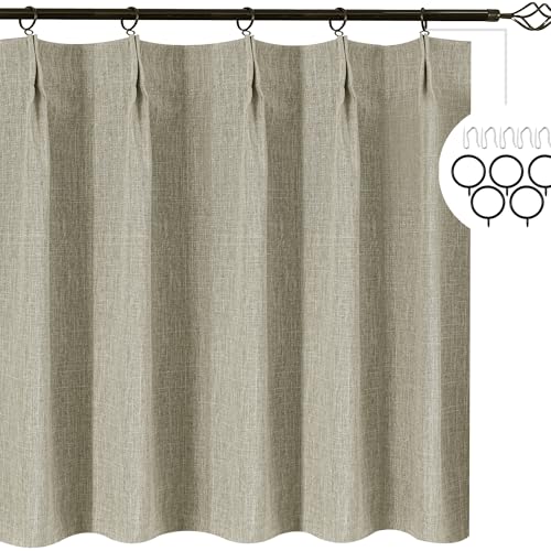 "WdFour Small Pinch Pleated,100% Blackout Curtains for Short Windows of Bathroom,Bedroom, Cabinnet, Cafe Room,Over Sink Window, Thermal Insulated and Easy Installed(Hemp Gray, 24"" W x 18"" L)"