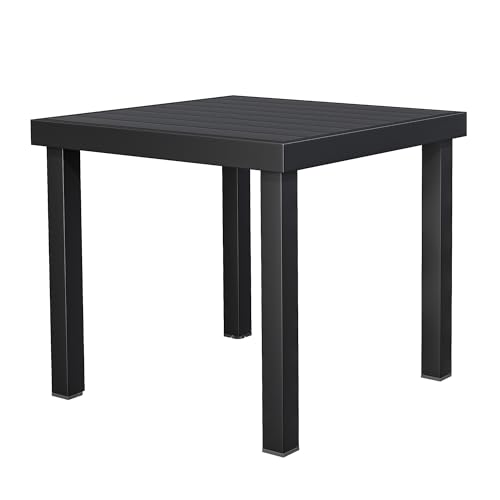 YITAHOME Garden Dining Table 78x78cm Square Outdoor Table with WPC Wood Top & Aluminum Frame, Weatherproof E-Coating Patio Table for Garden, Lawn, Camping – Lightweight (Black)