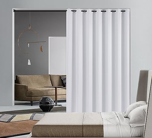 PI Blackout Divider Door Curtains,Ring TOP Privacy Room DARKEING Door Curtains Thermal Insulated Window Treatment for Living Room/Bedroom/French Door/Patio/GLASSDOOR(White,W100XL108)