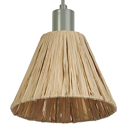 OSRAM Green-Brown Decor Raffia Pendant luminaire Made of Bast and Metal, E27, 200 mm Diameter, lampshade Made of Recycled Material, Sustainable Due to Replaceable Light Source, Simple Installation