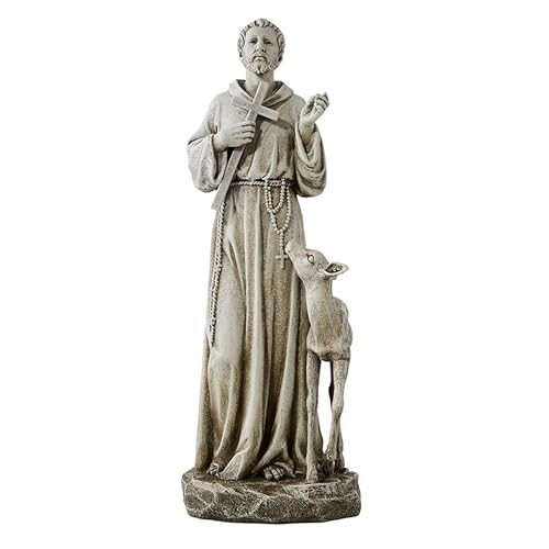Saint Francis of Assisi with Deer Resin Home Garden Statue, 14 Inch