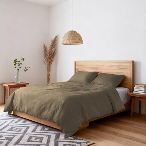 Water Washed Effect Double Duvet Cover Set, Duvet Cover 250 x 200 cm with Envelope and Two Pillowcases - Hazelnut