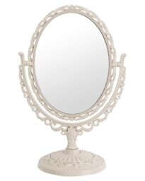 XPXKJ 7-Inch Oval Vintage Tabletop Vanity Makeup Mirror with 3X Magnification, Beige