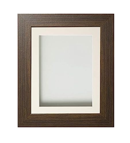 Frame Company Watson Brown Picture Photo Frame fitted with Perspex, 10x10 inch with Ivory Mount for image size 8x8 inch