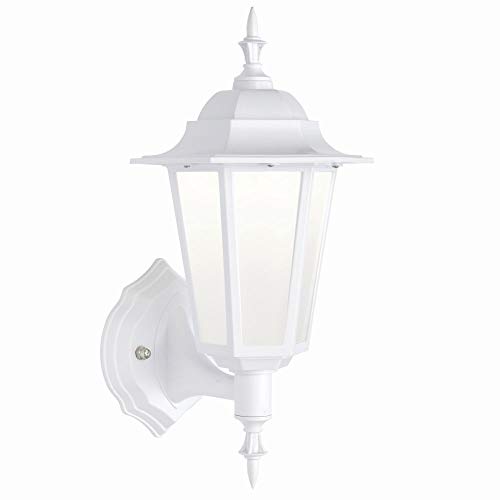National Lighting Evesham Traditional Style White Outdoor Weatherproof Garden Security IP44 Rated LED Wall Light Lantern
