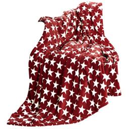 CelinaTex Moonlight Cuddly Blanket 150 x 200 cm Bordeaux Coral Fleece Bedspread Microfibre Sofa Blanket Stars Blanket