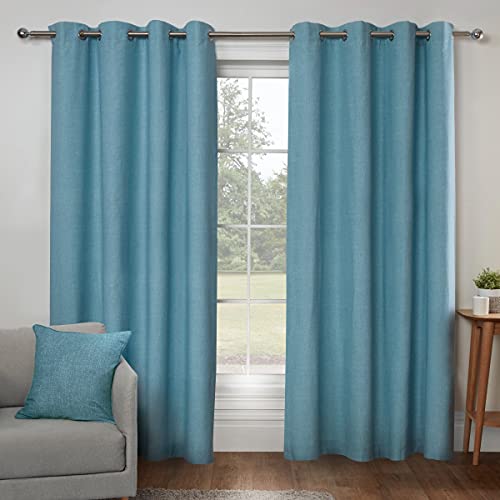 Sleepdown Textured Print Eyelet Curtains Lined Curtains for Bedroom and Living Room 46 x 54 Inch Duck Egg 2 Panels, 5056242839385