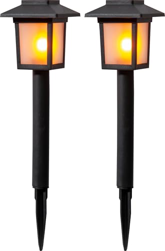 Eglo Set of 2 Solar Garden Lights Z_Solar, Path Lighting with Ground Spike, Vintage Outdoor lamp, Black Plastic, Warm White