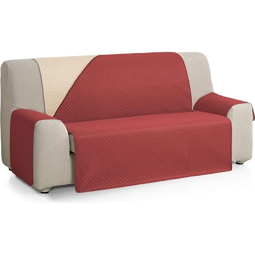ECOMMERC3 - Reversible Sofa Cover for 2 Seater Sofa - Extra Soft Touch and Maximum Coupling Sofa Cover - Beige/Red