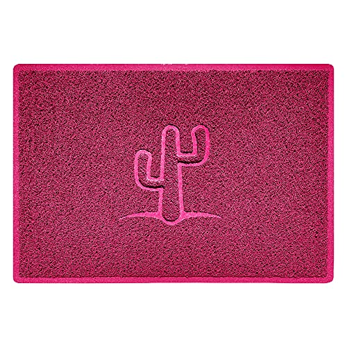 Nicoman Cactus Embossed Shape Door Mat Dirt-Trapper Washable Barrier Doormat-(Use Indoor or Sheltered Outdoor)-(90x60cm/3x2ft,Large) Pink