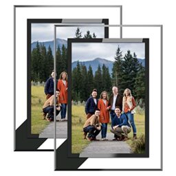 ASelected 2 Pcs A4 Photo Frames Glass Picture Frame Freestanding and Wall Mountable for Family Photos,Certificates Display, Home Decoration, Silver, 29.7X21CM