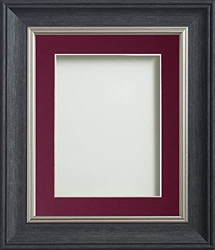Frame Company Drummond Range Charcoal A3 Picture Photo Frame with Plum Mount for Image A4 * Choice of Sizes* Fitted with Real Glass
