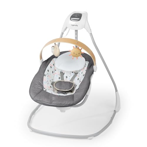 Ingenuity, Ingenuity SimpleComfort Compact Soothing Swing, Mobile Activity Arc, Swivel Seat, 6 Speed, 0-9 Months, Up to 9 kg - Parker