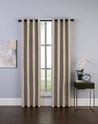 "Curtainworks Malta Faux Silk Grommet Curtain Panel, 50 by 95"", Sand"