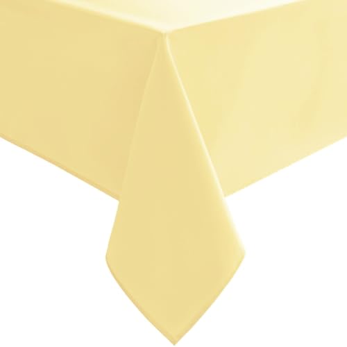 Hiasan Waterproof Tablecloth Rectangle - Washable Fabric Table Cloth for Dining Room Kitchen Birthday Party and Outdoor Use, Light Yellow, 70 x 140 Inch