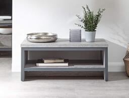 GFW Boston Grey Wood Effect Coffee Table with Shelf, Industrial Style Coffee Table with Storage Shelf, Modern Living Room Furniture