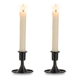 Black Candlestick Candle Holders for Taper : Romadedi Candle Stick Holder Vintage Table Centerpiece Halloween Decoration Wedding Christmas Fireplace Mantel Home Deocr Set of 2