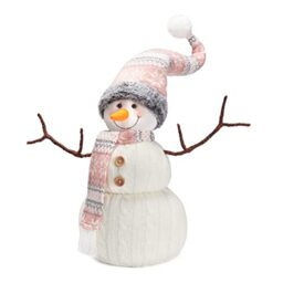 WORLDECO Christmas Handmade Valentine Gift Cute Snowman Animated Plush Knit Doll Collectible Figurine Xmas Bedroom Home Decorations Holiday Presents
