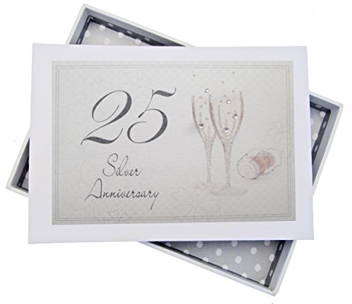 25th Silver Anniversary, Mini Photo Album, Champagne Glasses