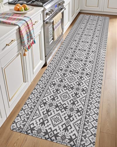 LUMI Anti Fatigue Kitchen Cushioned Mat for Floor, Padded Waterproof Runner for Standing, Stain Resistant Comfort Rugs for Home, Sink, Laundry, 24x87