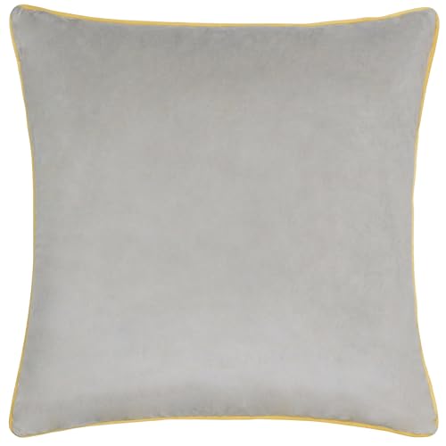 furn. Meridian Feather Filled Cushion – Luxury Contrast Piped Velvet Decorative Pillow (Dove/Cylon - 45x45cm)