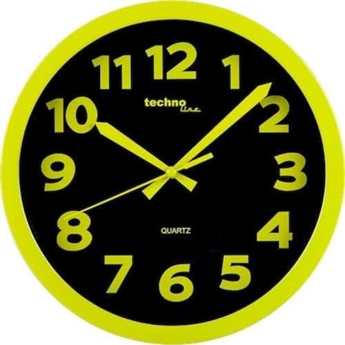 Technoline WT 7420 Green Modern Eye-catching Shrill Wall Clock with Plastic Frame, Diameter 25.5 cm, Light, Plastic, 25.5 x 4 x 25.5 cm