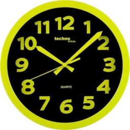 Technoline WT 7420 Green Modern Eye-catching Shrill Wall Clock with Plastic Frame, Diameter 25.5 cm, Light, Plastic, 25.5 x 4 x 25.5 cm