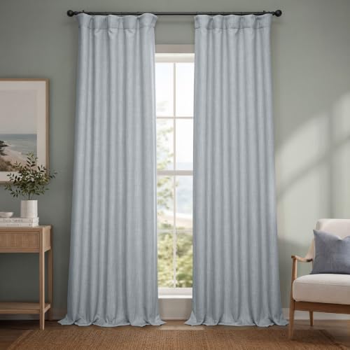HPD Half Price Drapes Faux Linen Textured Room Darkening Curtains for Bedroom 120 Inches Long (1 Panel), 50W X 120L Curtains for Living Room Home Decor, Heather Grey