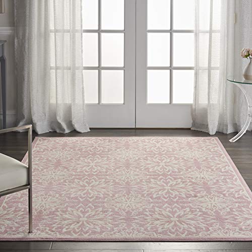"NOURISON Jubilant Beach Floral Ivory/Pink 5' x 7' Area Rug 5'3"" x 7'3"""