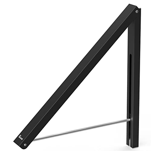 Anjuer Retractable Clothes Rack - Wall Mounted Folding Clothes Hanger Drying Rack for Laundry Room Closet Storage Organization, Aluminum, Easy Installation (Black)