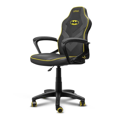 GXTrust 703BM Revvo Batman Licensed Kids Gaming Chair, Adjustable Height, Padded Arm Rest, Class 3 Gas Lift, Fabric Upholstery, PC Chair for Kids Ages 4-12, Gaming Setup, Video Games, Black