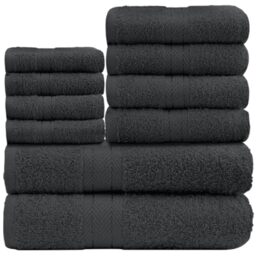 GC GAVENO CAVAILIA Soft 100% Cotton 10 Piece Towel Bale Set, Charcoal