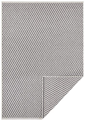 freundin Home Collection Nora Indoor & Outdoor Rug - Reversible Rug Weatherproof Modern Design Rug for Balcony, Patio, Conservatory, Bath Mat, Living Room Rug, Grey, Cream, 120 x 170 cm