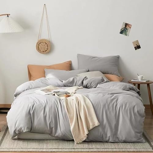 Luxlovery Silver Grey Comforter Set Twin Grey Bedding Set Women Men Light Grey Soft Breathable Cozy Blanket Quilts 3pcs Twin Size Comforter Set for Teens Kids