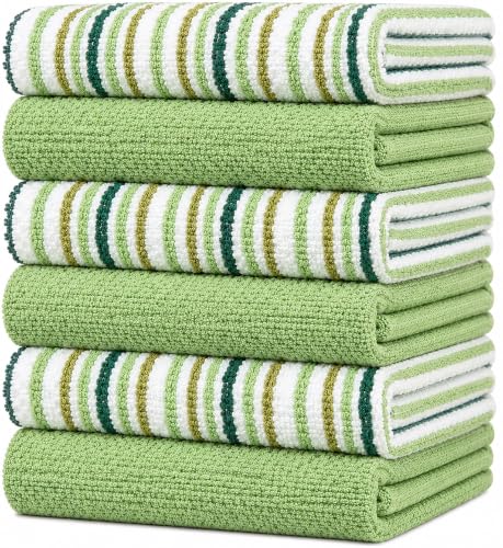 "Bumble Kitchen Towels 6 Pack 100% Cotton 16""x26"" - Sage - 430 GSM Soft Kitchen Hand Towels with Hanging Loop, Highly Absorbent & Durable for Washing and Drying Dishes"