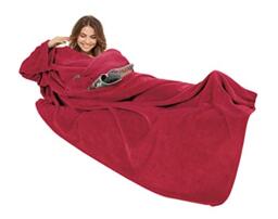Gözze - Premium Wearable Snuggle Blanket with Sleeves and Breast Pocket, 150 x 240 cm - Red