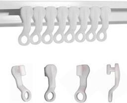 Curtain Track Glider Hooks White Plastic Rail Runners 50 Pack Heavy Duty Swish Drape Gliders Easy Fit Smooth Sliding Roller Pulley Replacements for Ceiling Wall Tracks Caravan Boat Campervan Blinds