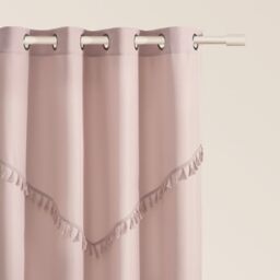 ROOM99 Chloe Curtain with Silver Eyelets 140 x 250 cm Width x Height Sliding Curtains Modern Curtain Living Room Bedroom Powder Pink 1 Piece